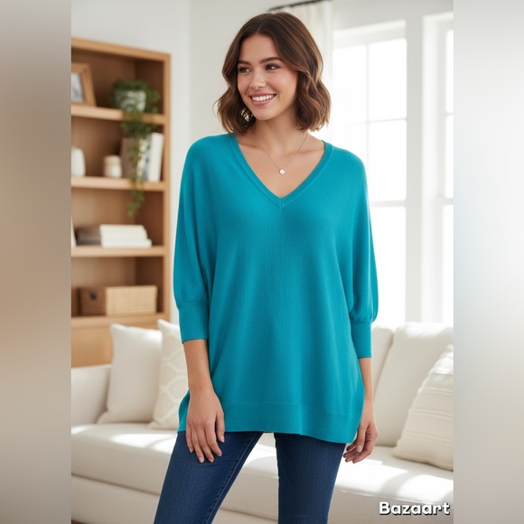 New York & Company Sweaters - Chic teal V-neck sweater by New York & Company in size XL